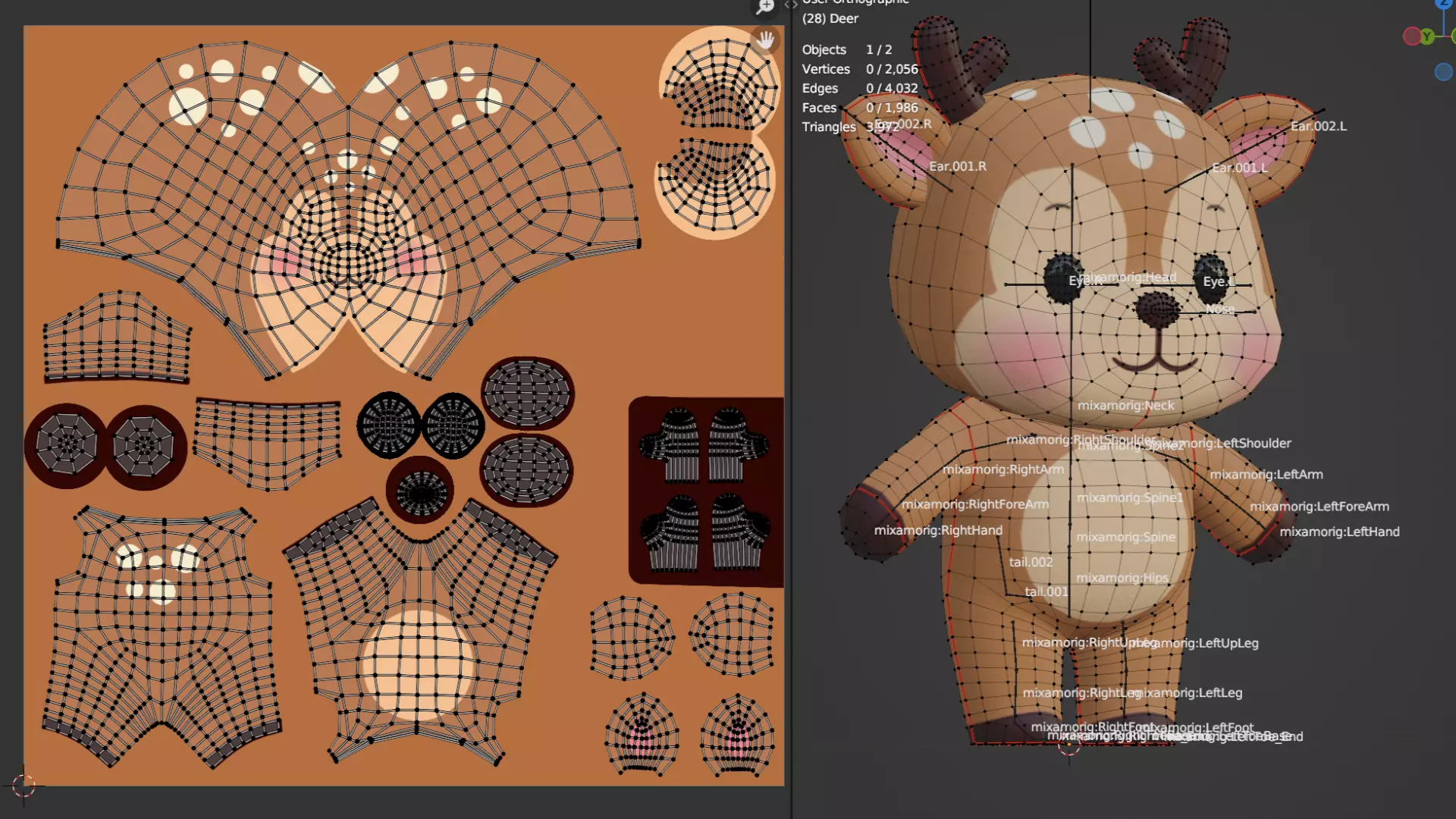 Deer Character Cartoon Chibi Kawaii Low-poly 3D model_14