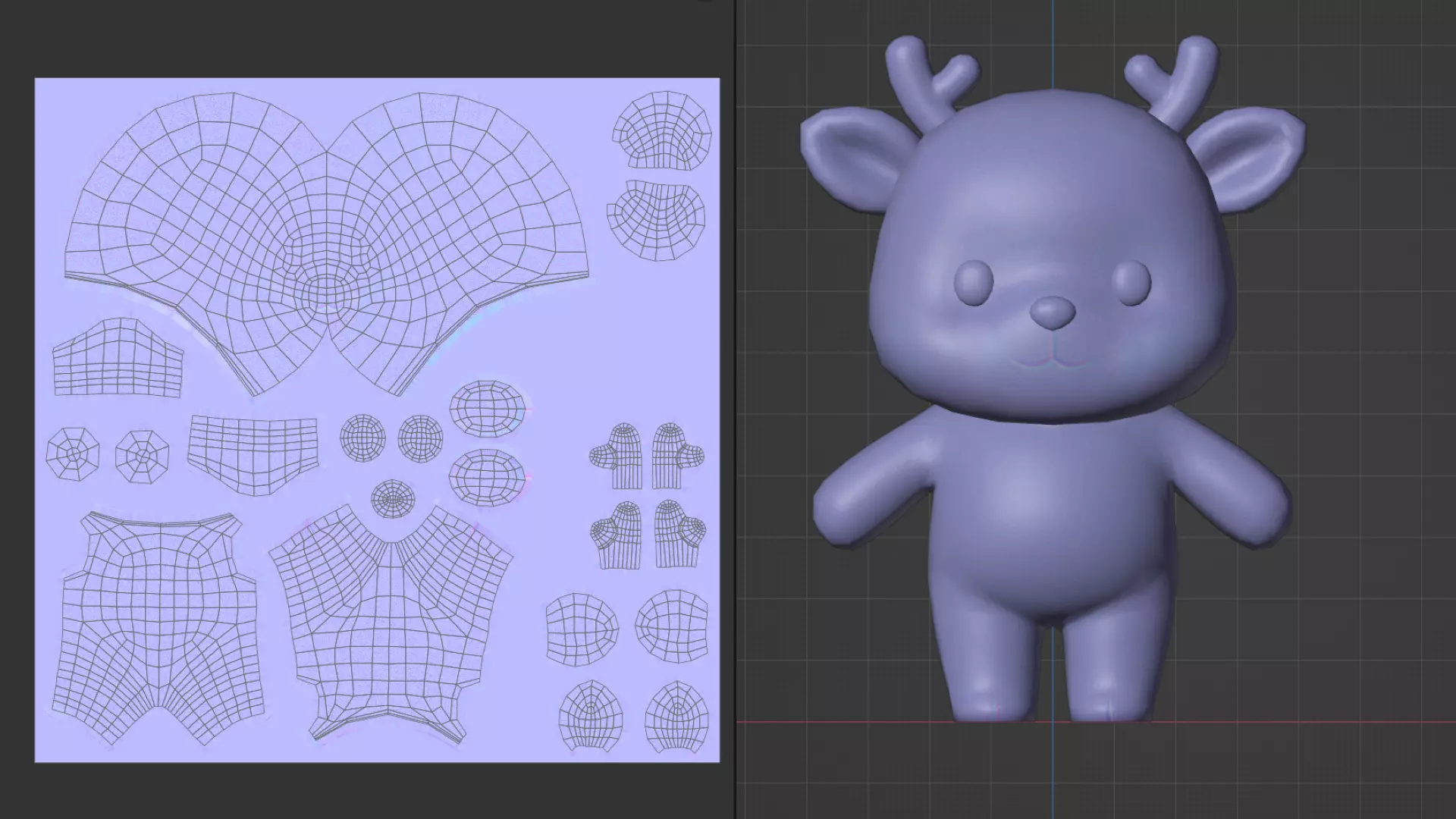 Deer Character Cartoon Chibi Kawaii Low-poly 3D model_16