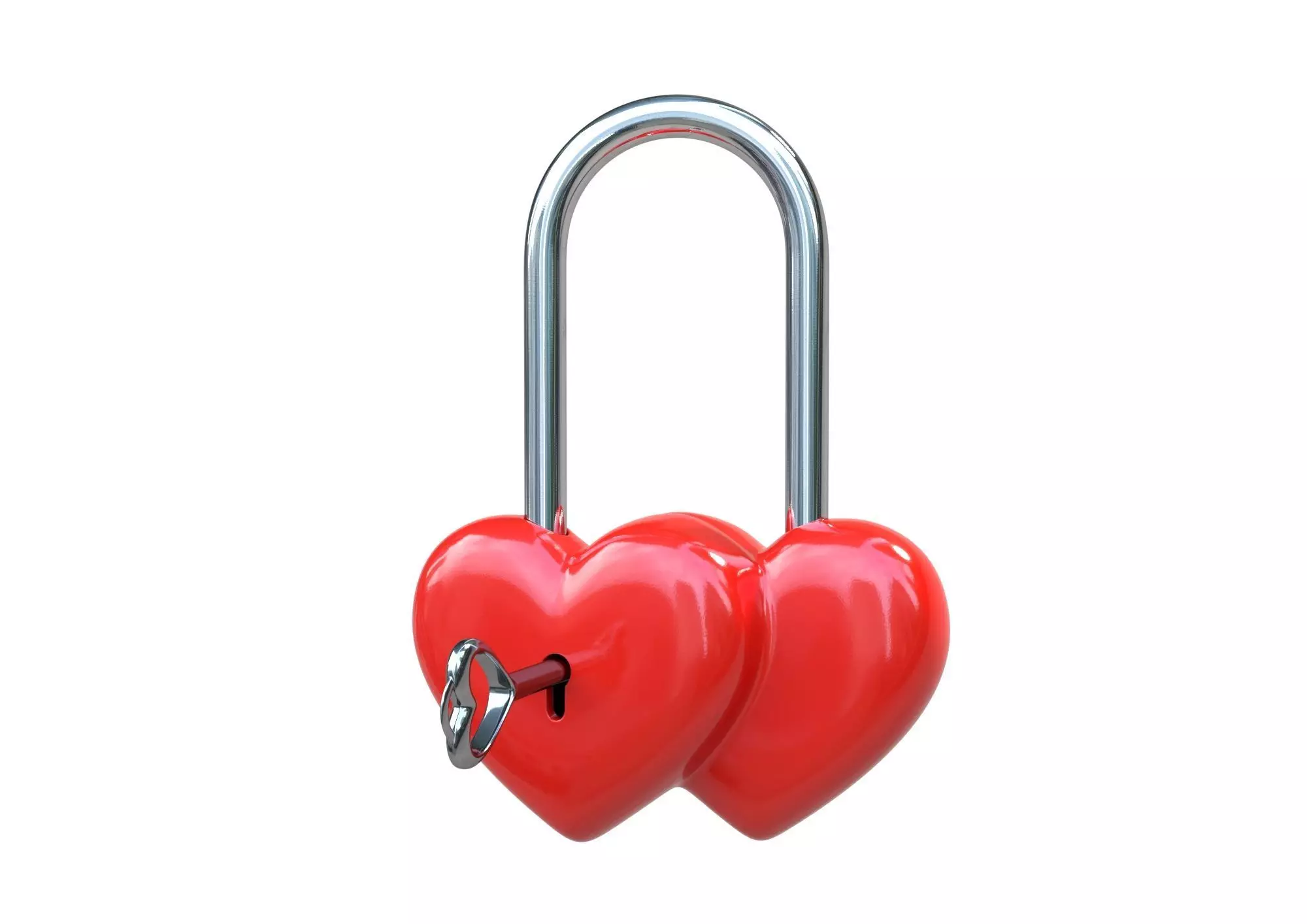 Double Heart Padlock 3D model 3D model_0