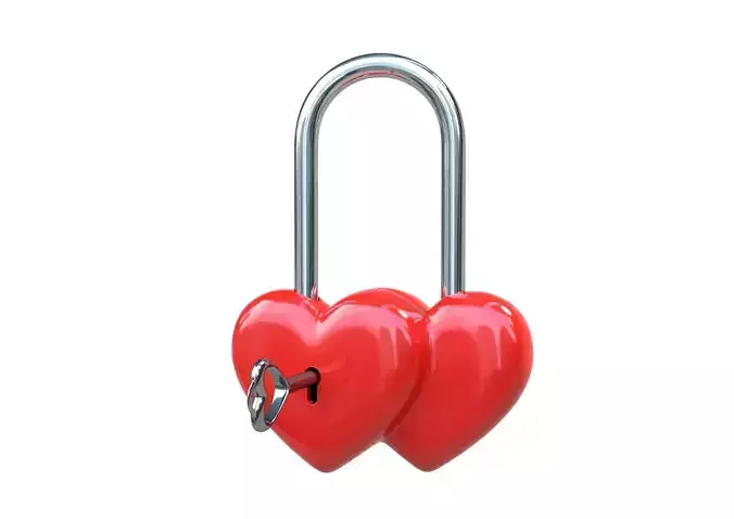 Double Heart Padlock 3D model