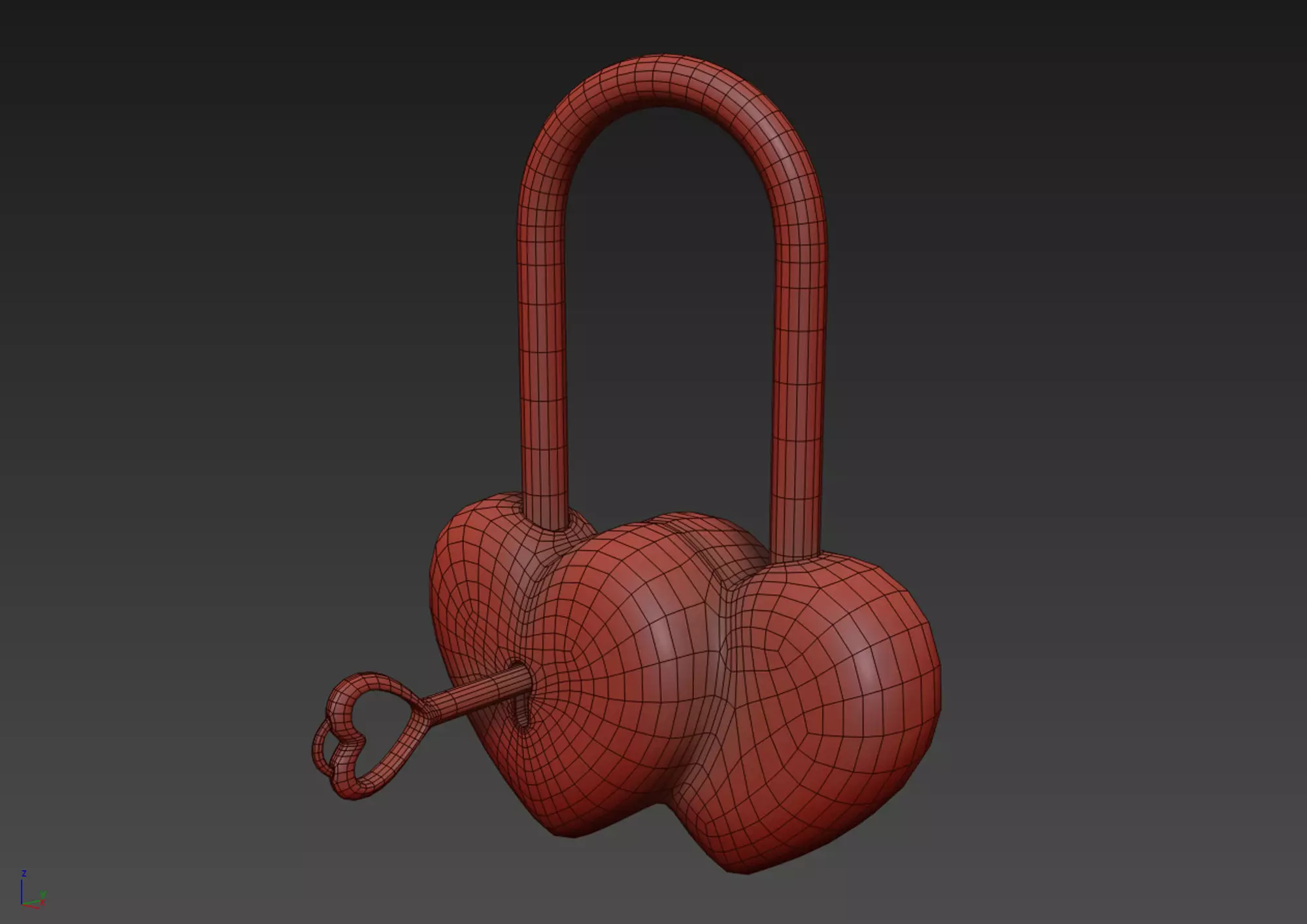 Double Heart Padlock 3D model 3D model_10