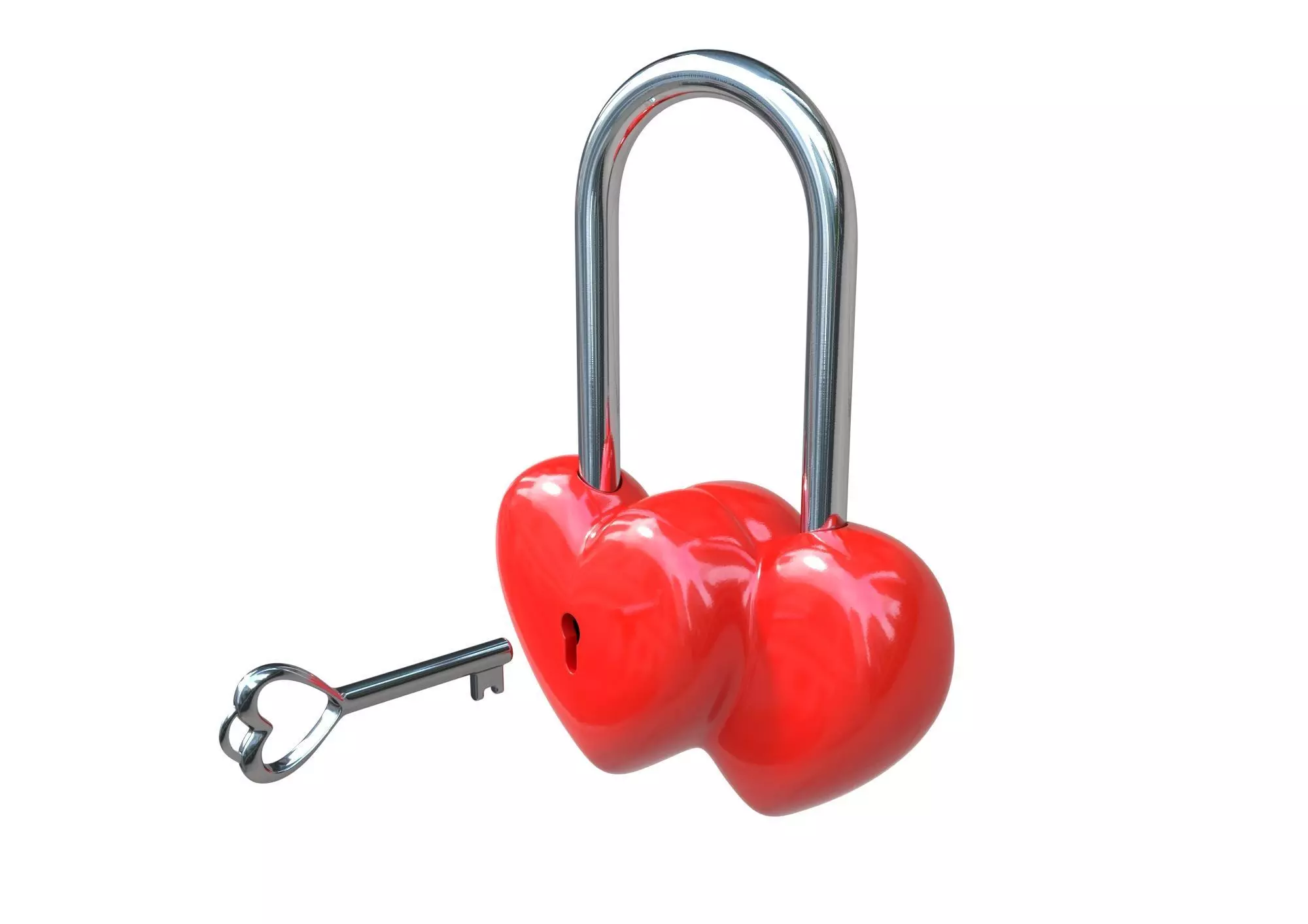 Double Heart Padlock 3D model 3D model_1