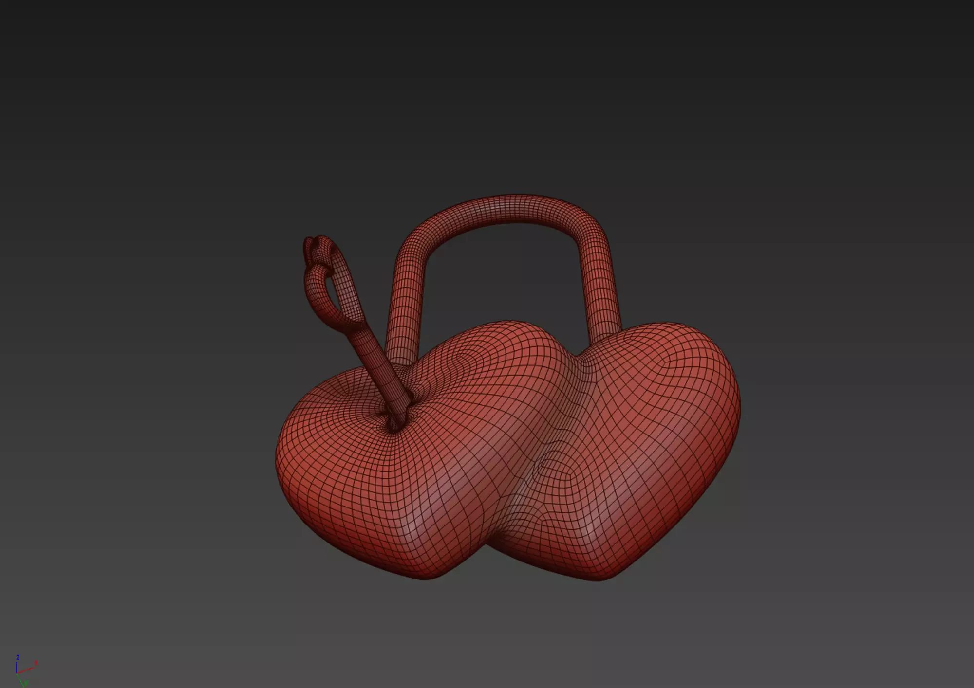 Double Heart Padlock 3D model 3D model_16
