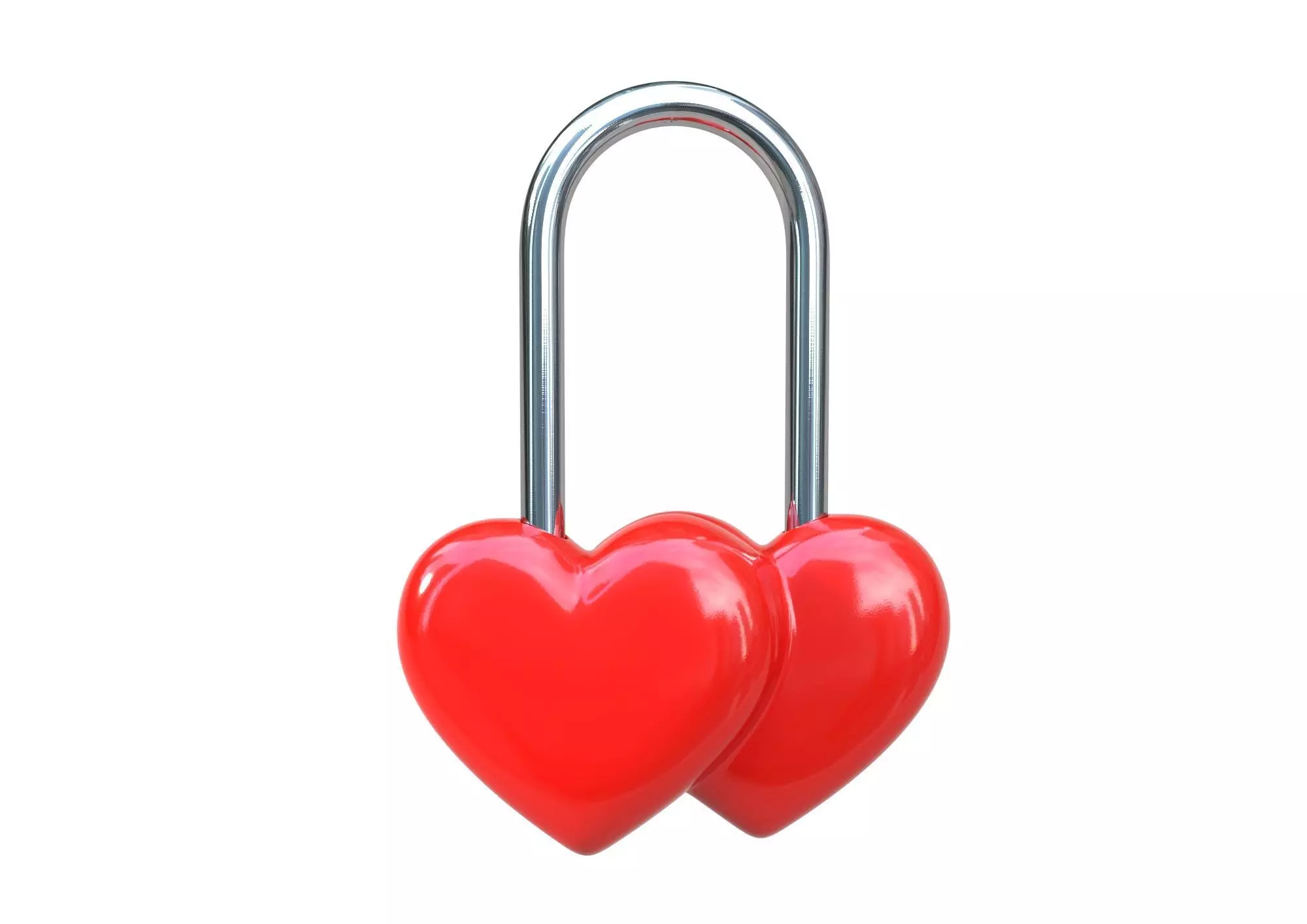 Double Heart Padlock 3D model 3D model_4