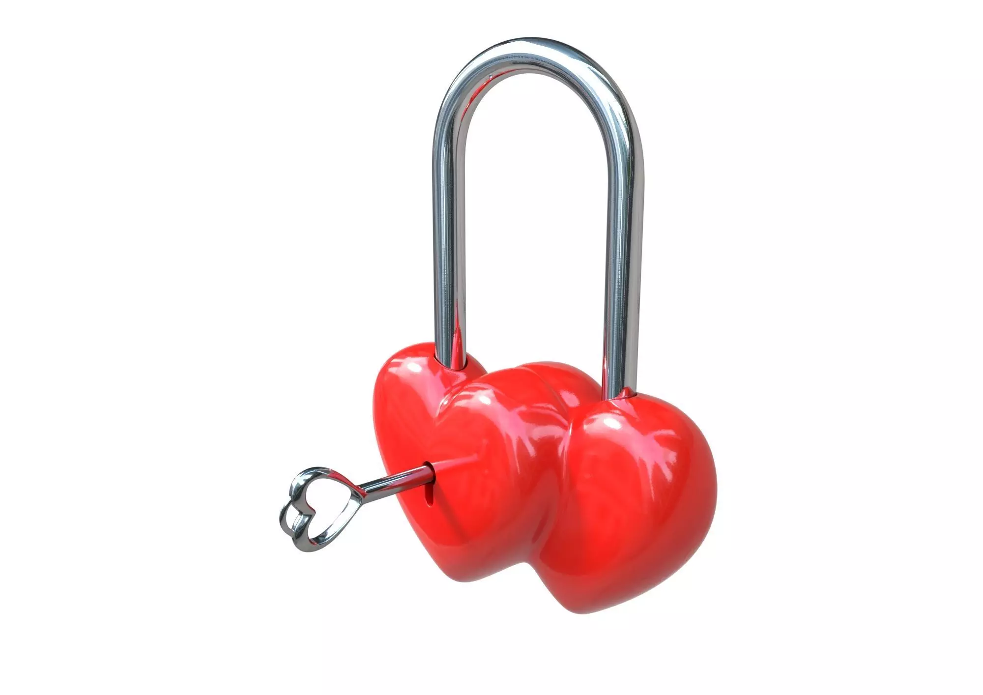 Double Heart Padlock 3D model 3D model_2
