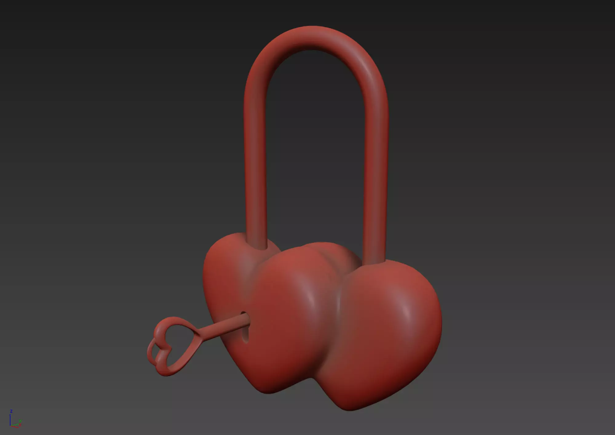 Double Heart Padlock 3D model 3D model_9