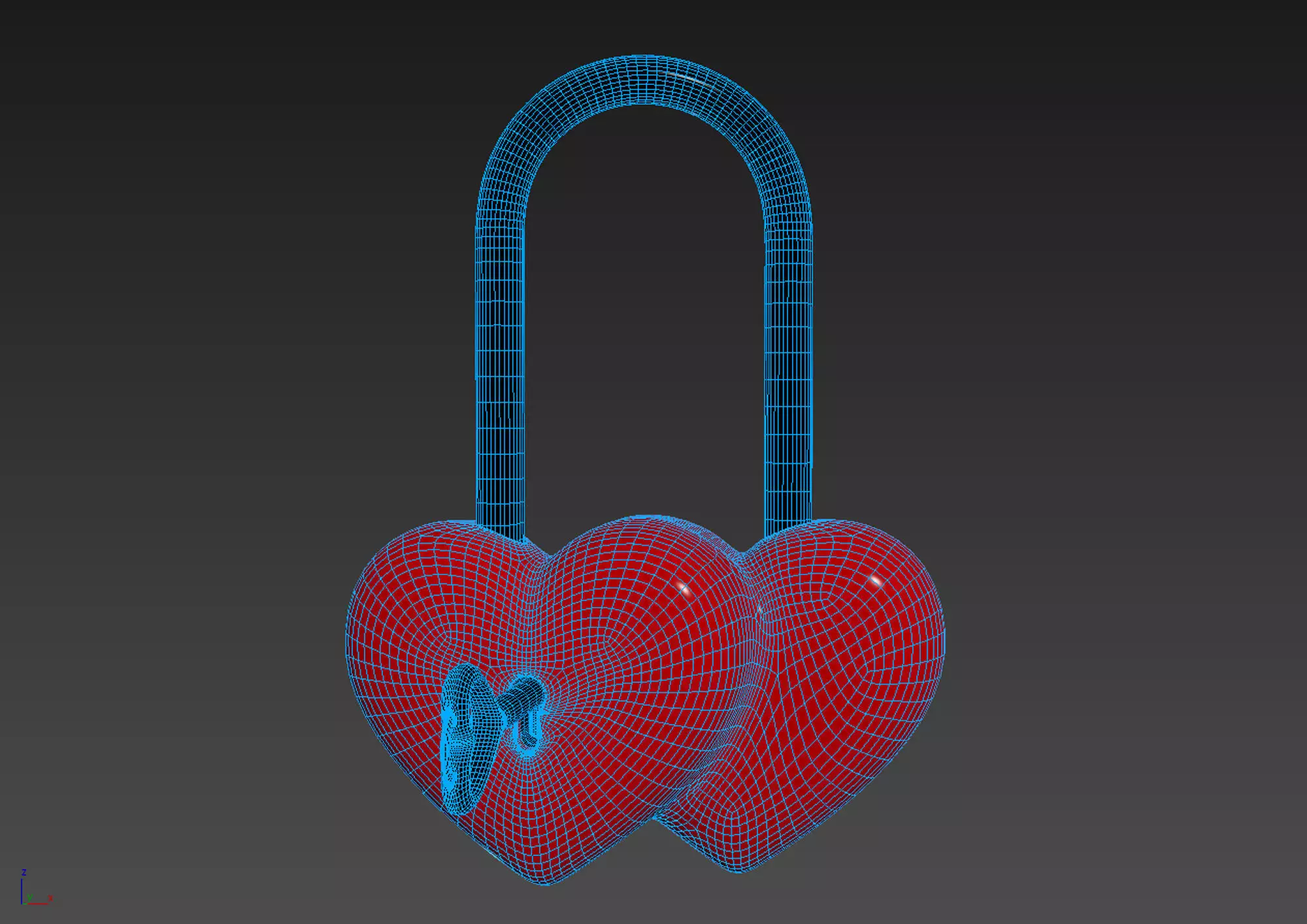 Double Heart Padlock 3D model 3D model_5