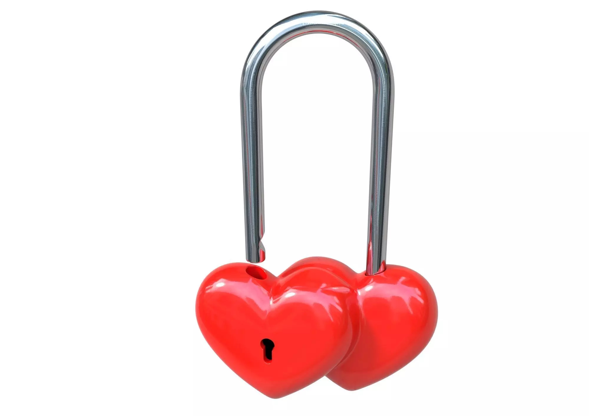 Double Heart Padlock 3D model 3D model_3
