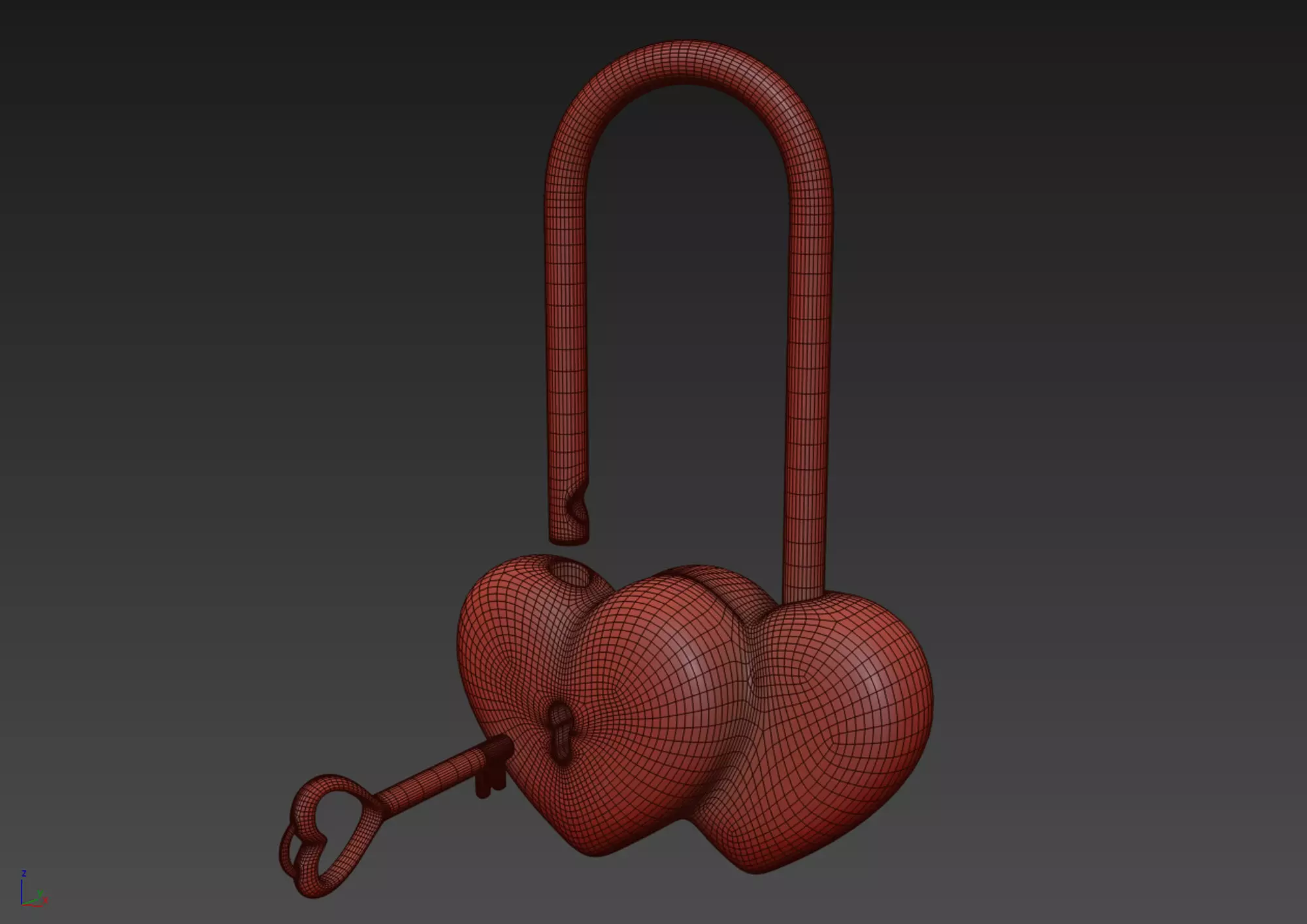Double Heart Padlock 3D model 3D model_12