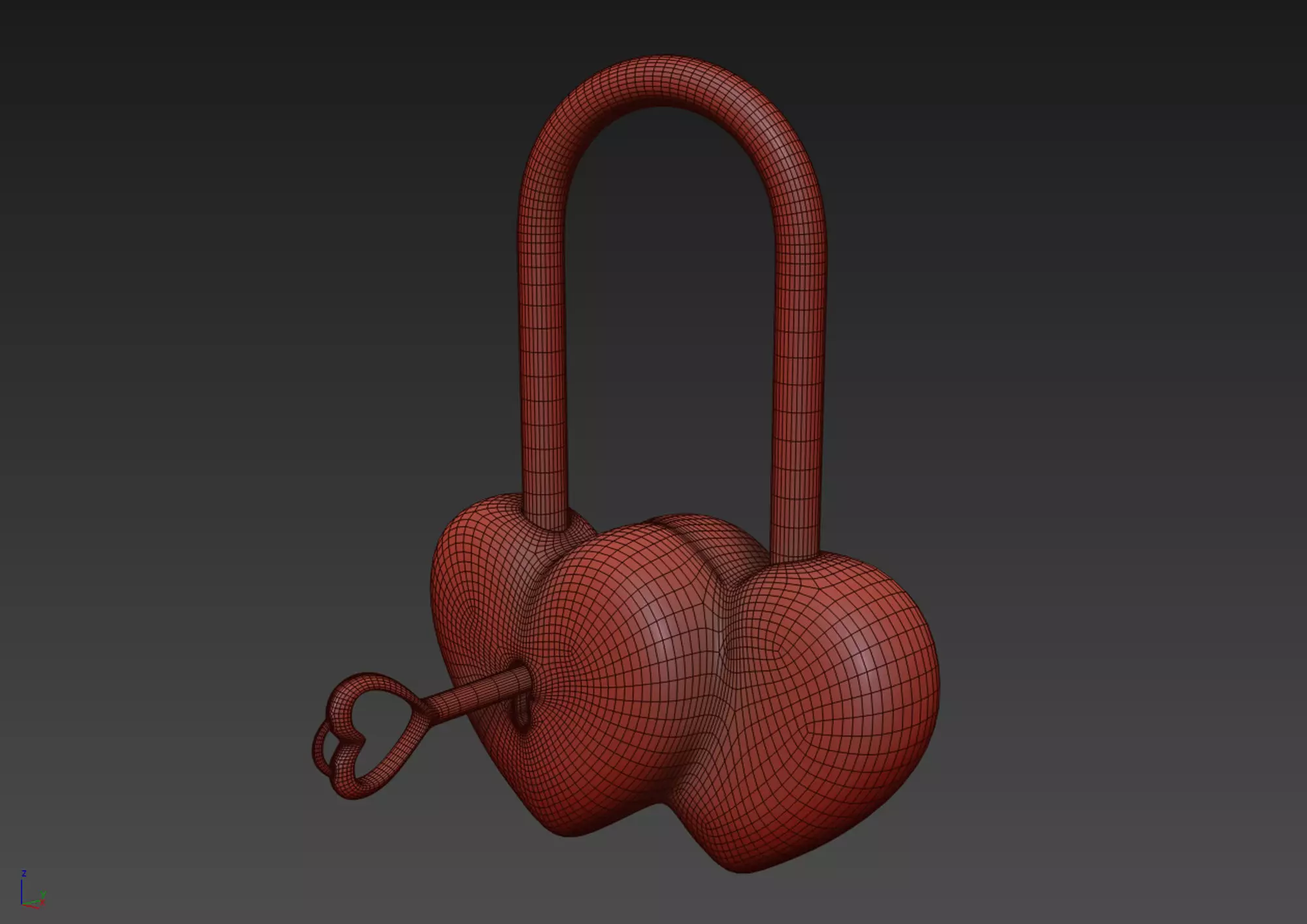 Double Heart Padlock 3D model 3D model_11