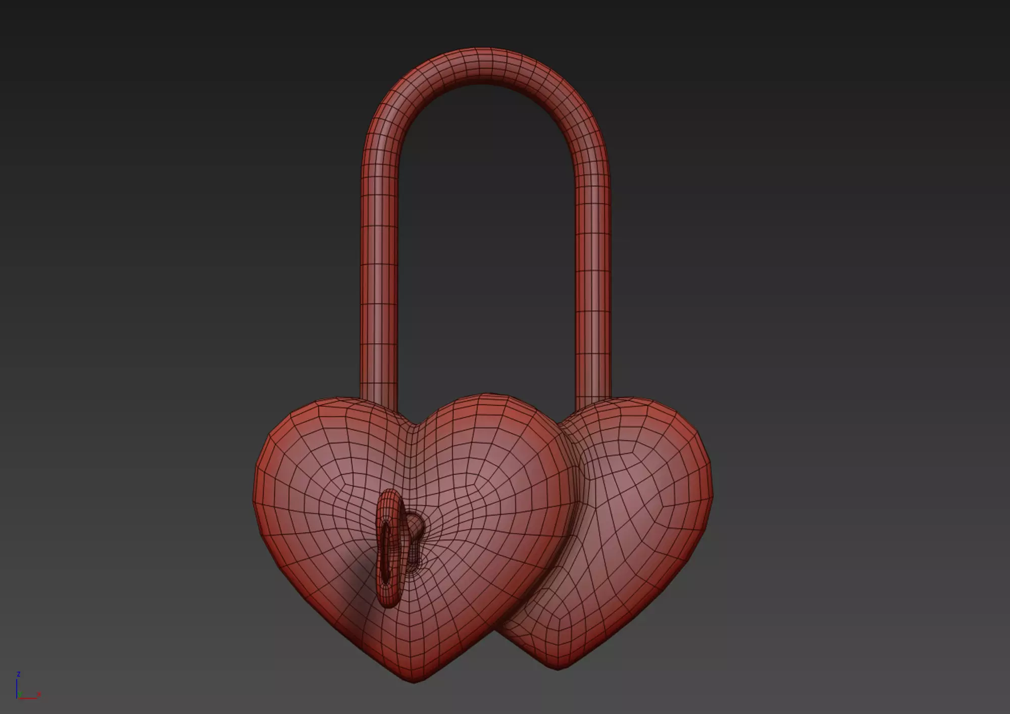Double Heart Padlock 3D model 3D model_7
