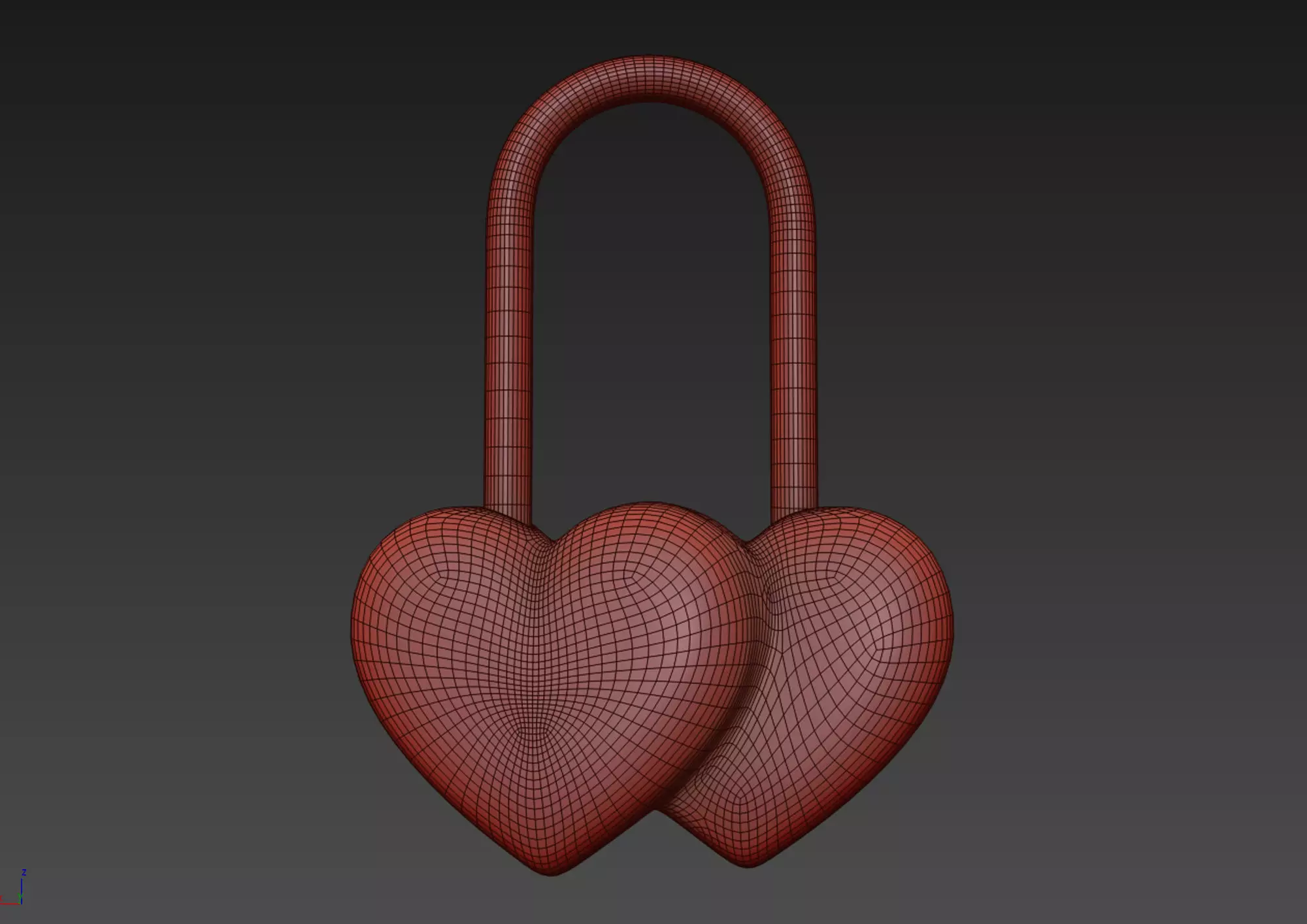 Double Heart Padlock 3D model 3D model_20
