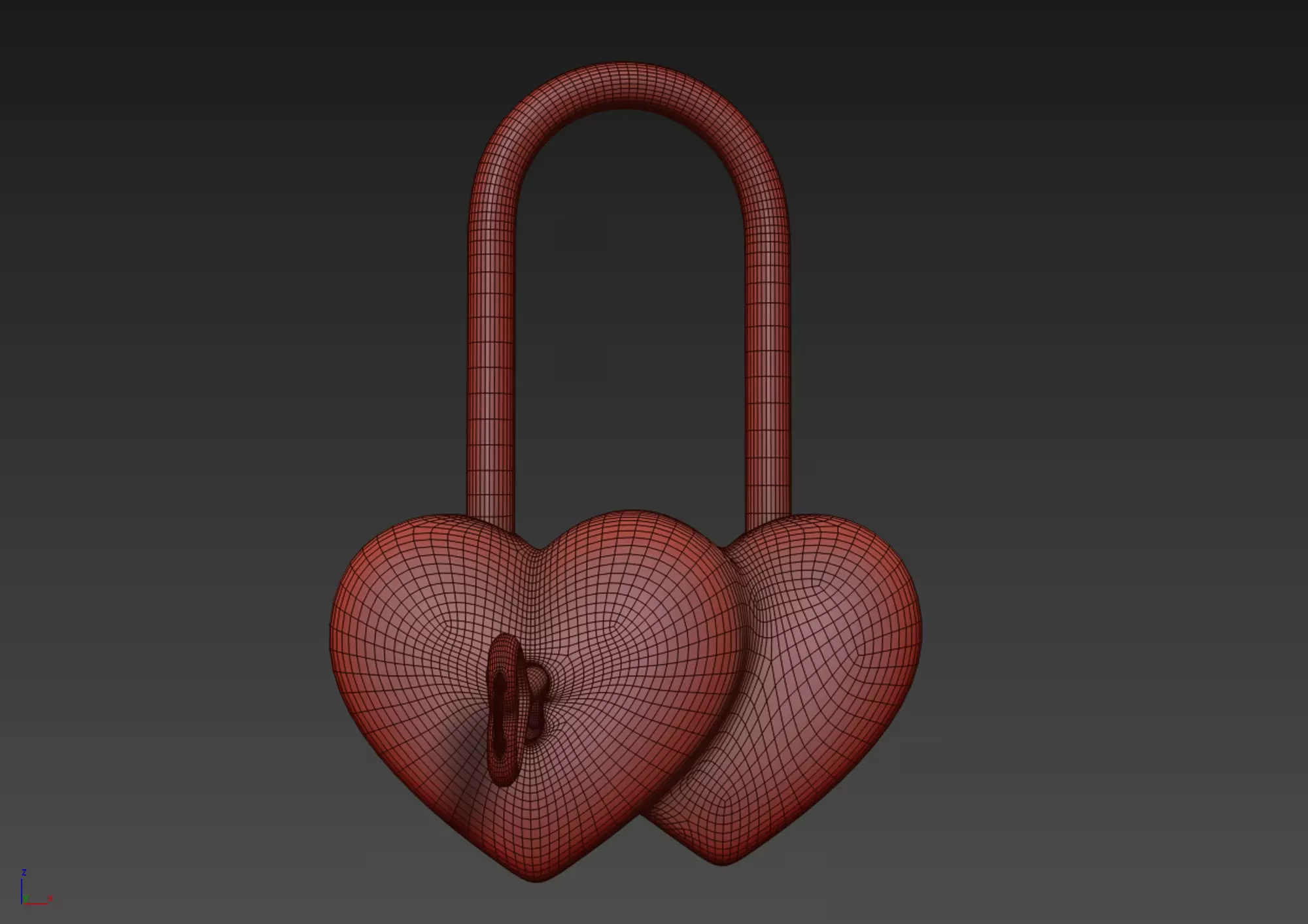Double Heart Padlock 3D model 3D model_8