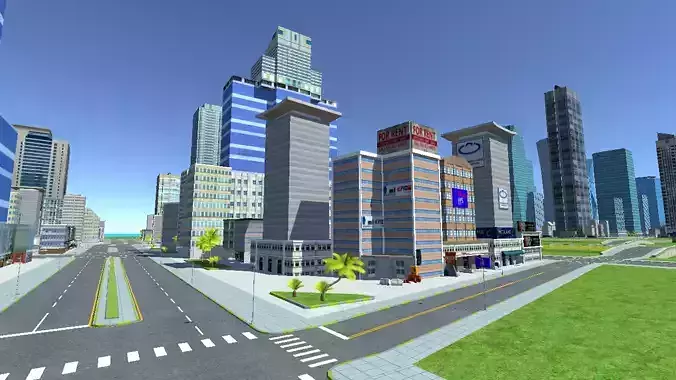 Mega City For Mobile Game Low-poly 3D model 5