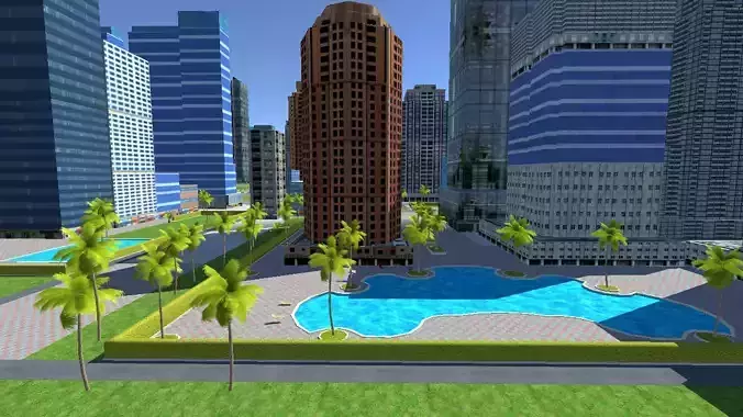 Mega City For Mobile Game Low-poly 3D model 4