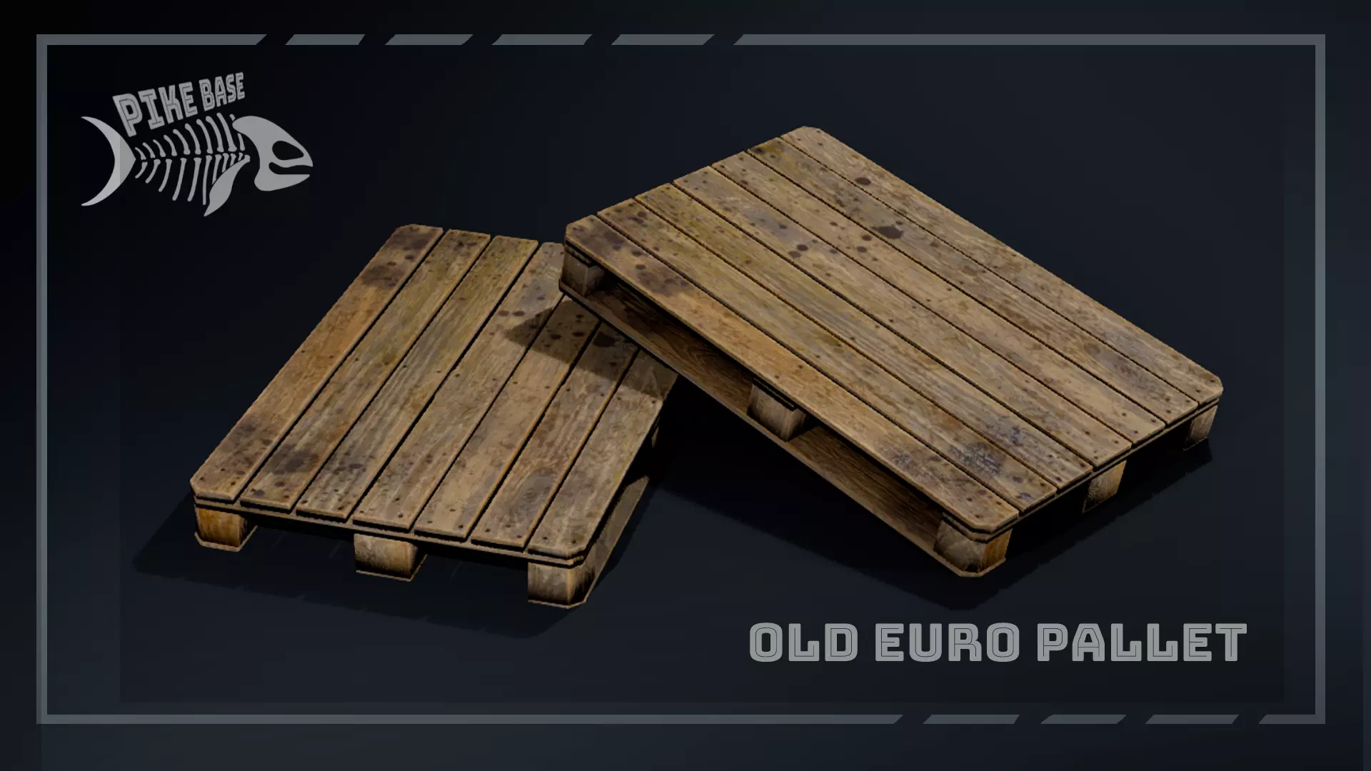 Old Wooden Euro Pallet Low-poly 3D model_0