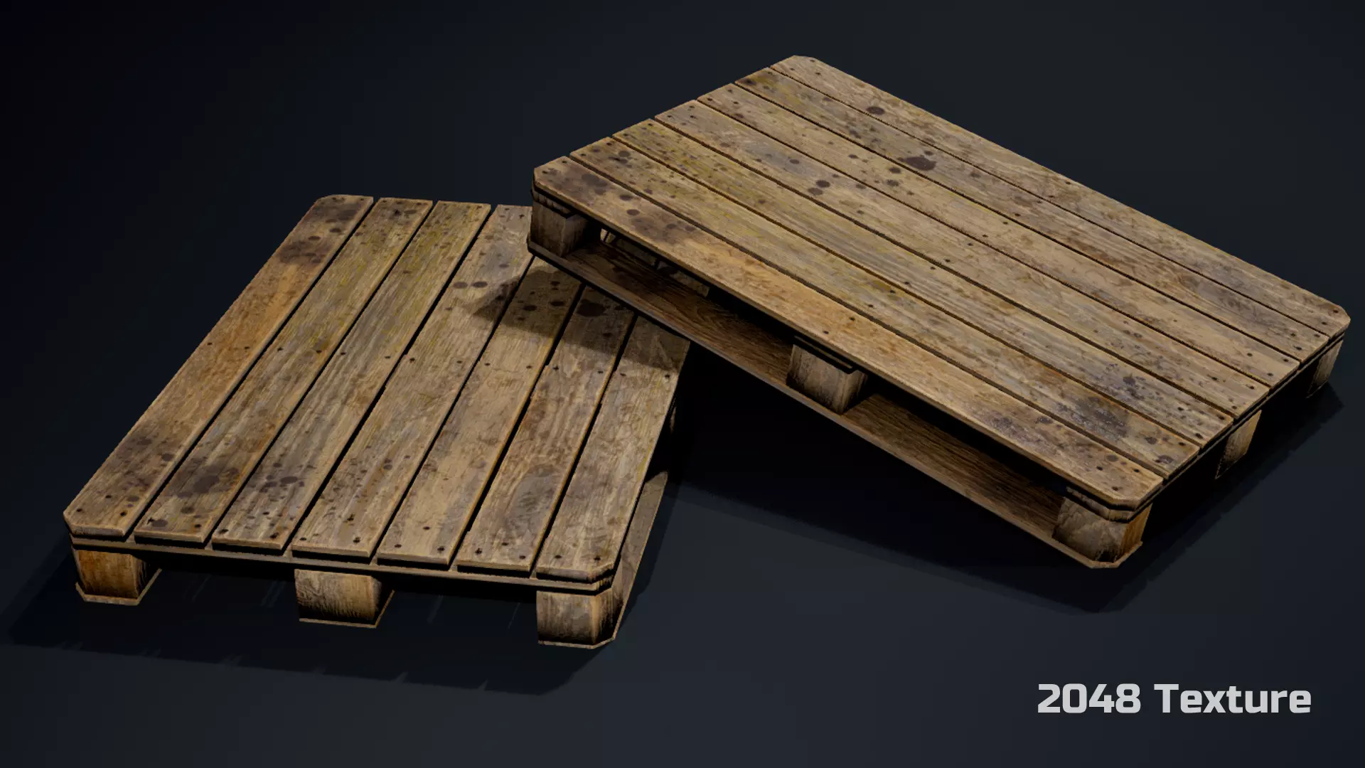 Old Wooden Euro Pallet Low-poly 3D model_5