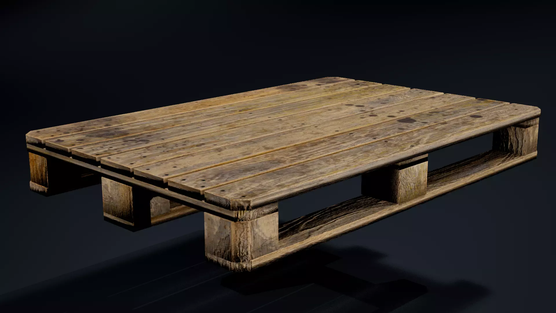 Old Wooden Euro Pallet Low-poly 3D model_2