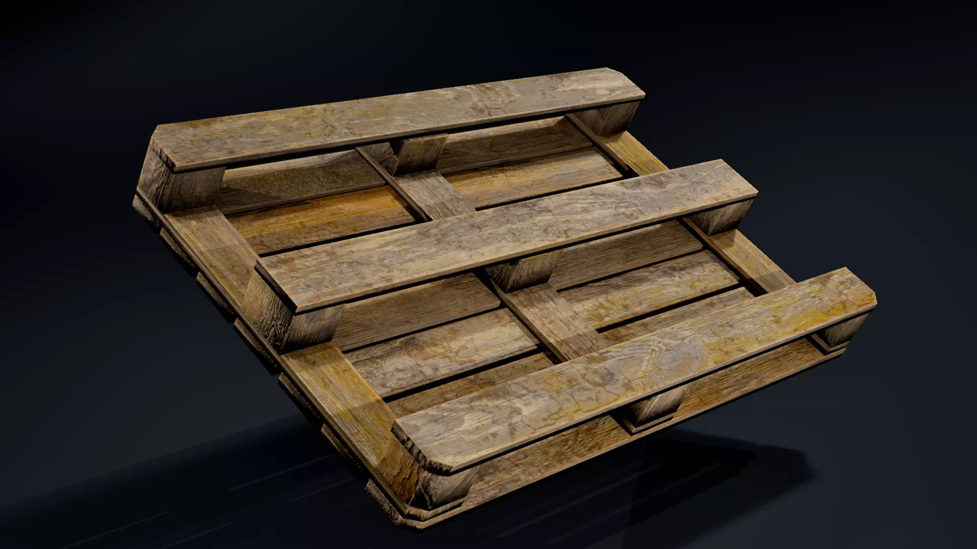 Old Wooden Euro Pallet Low-poly 3D model_3