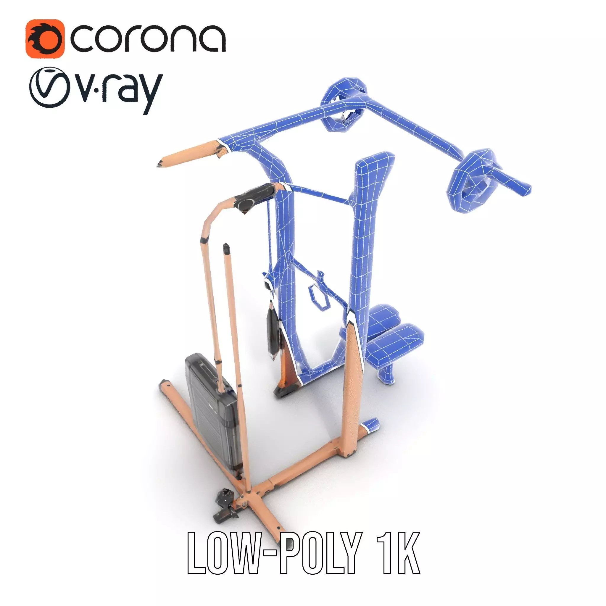Copper Fitness Station model pack Low-poly 3D model_31