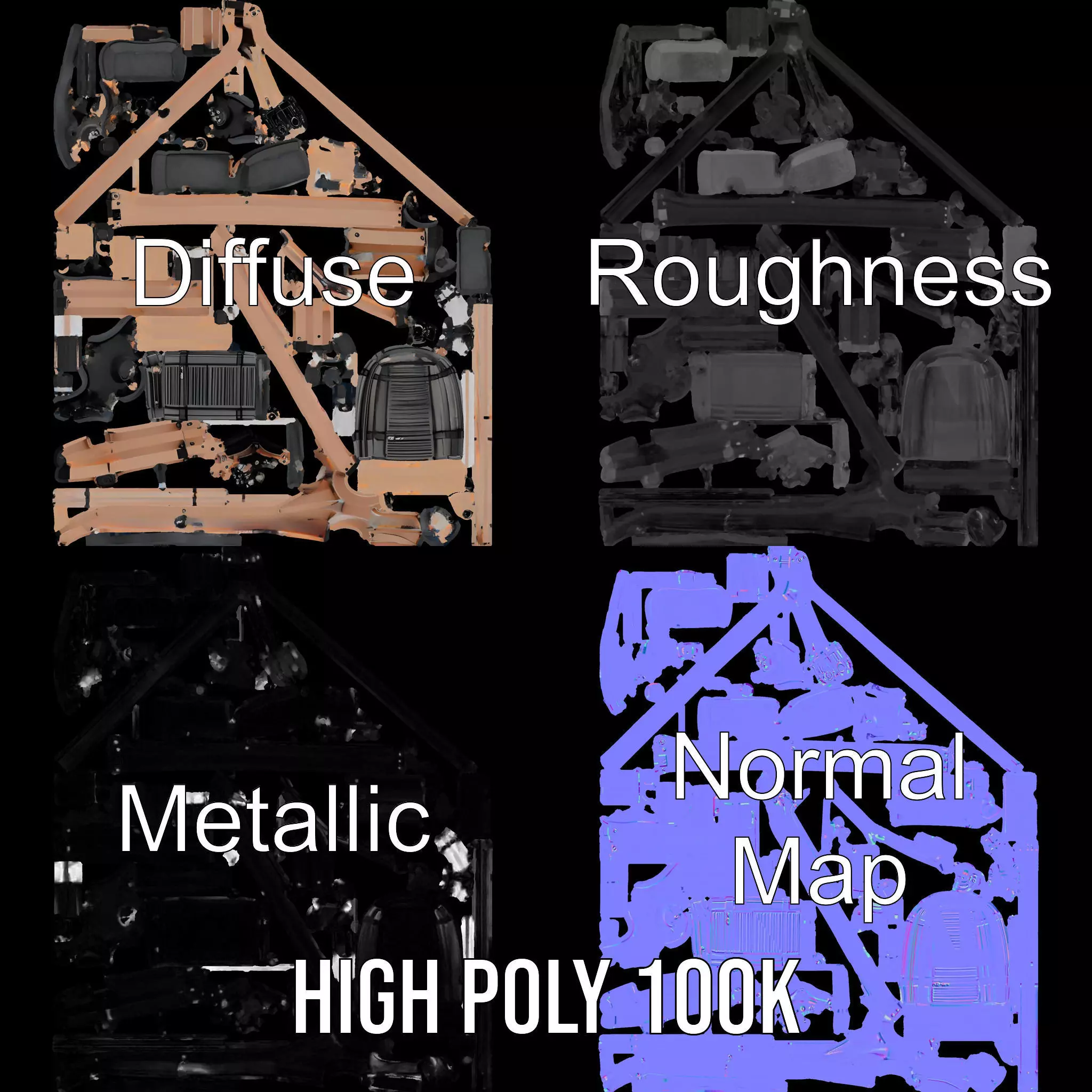 Copper Fitness Station model pack Low-poly 3D model_3