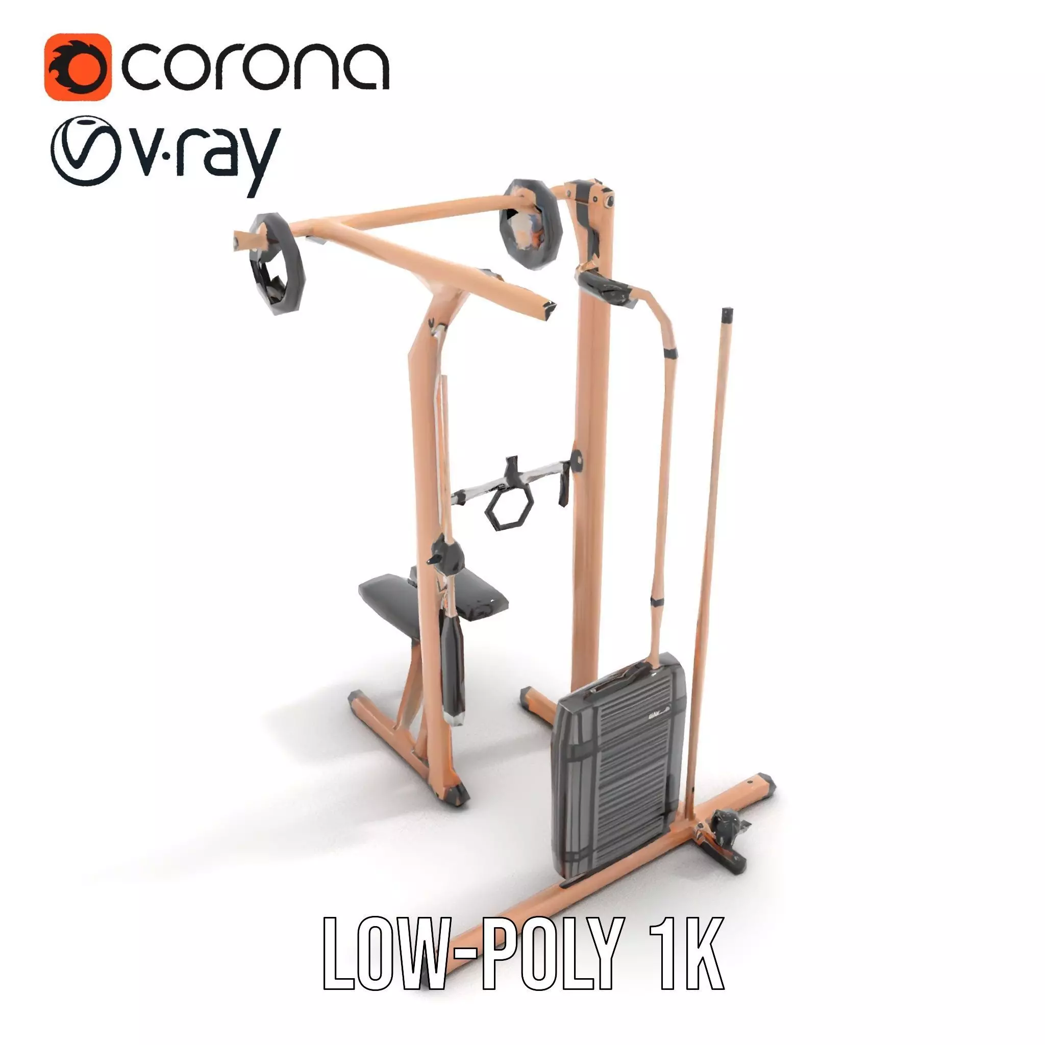 Copper Fitness Station model pack Low-poly 3D model_12