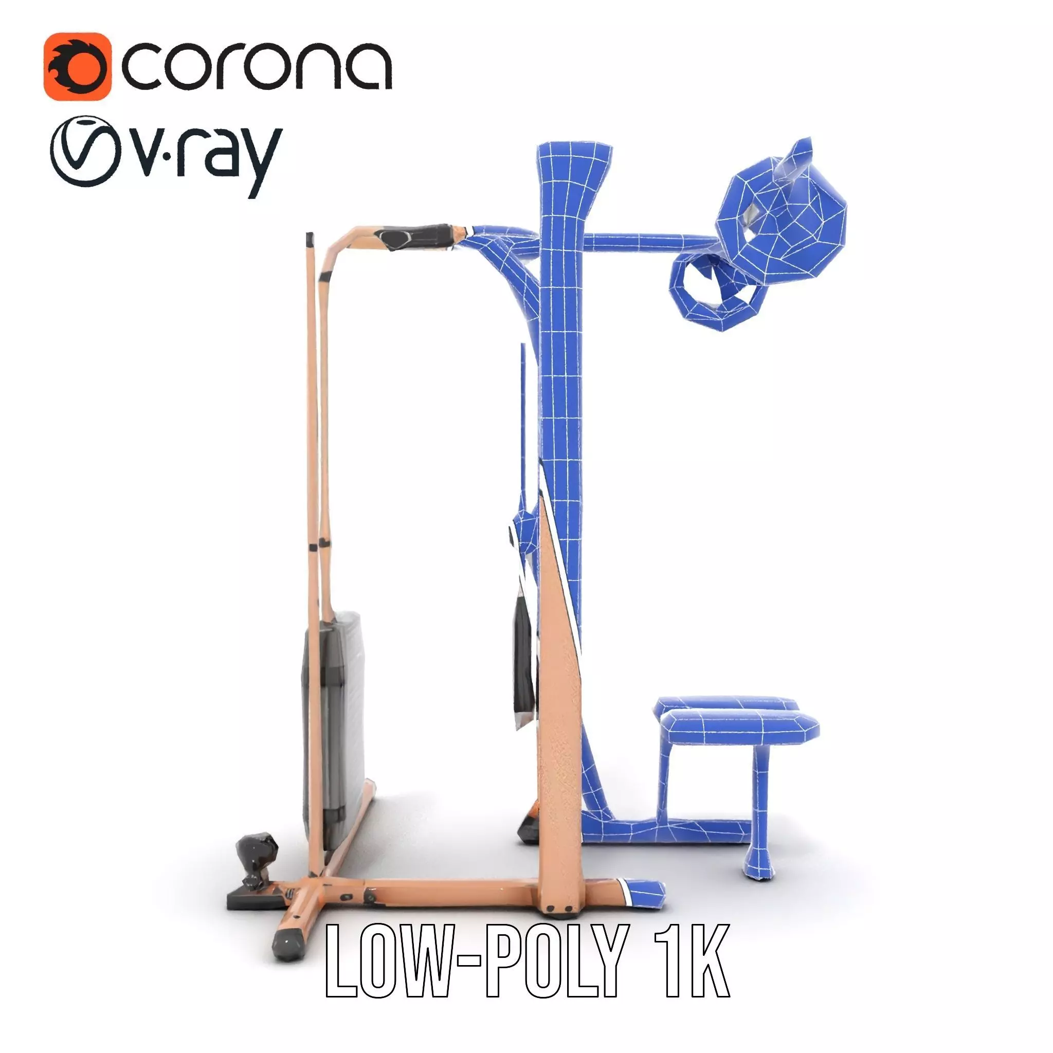 Copper Fitness Station model pack Low-poly 3D model_15