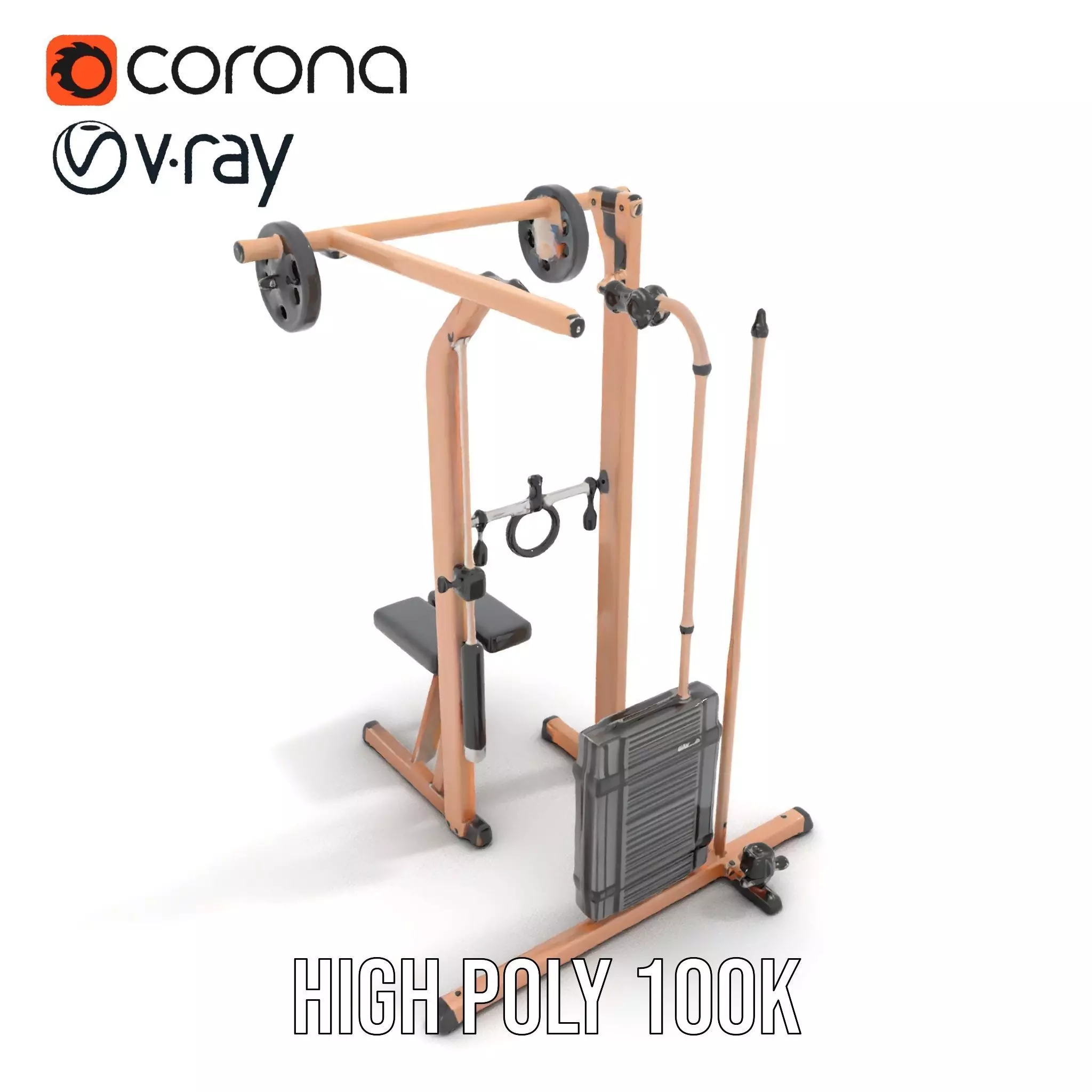 Copper Fitness Station model pack Low-poly 3D model_34