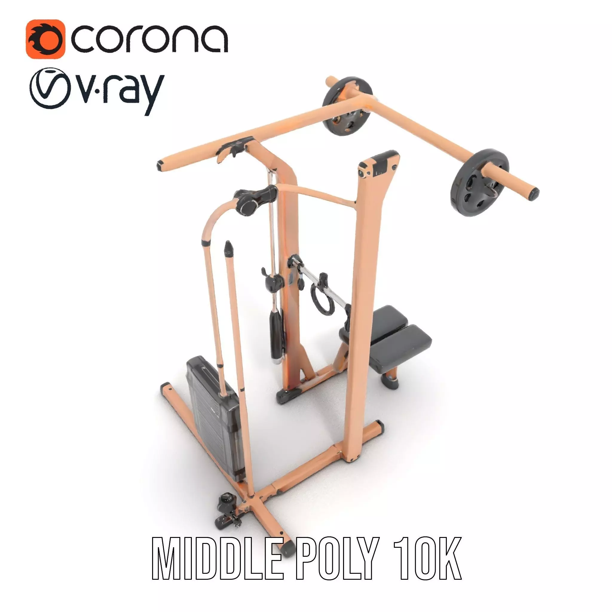 Copper Fitness Station model pack Low-poly 3D model_5