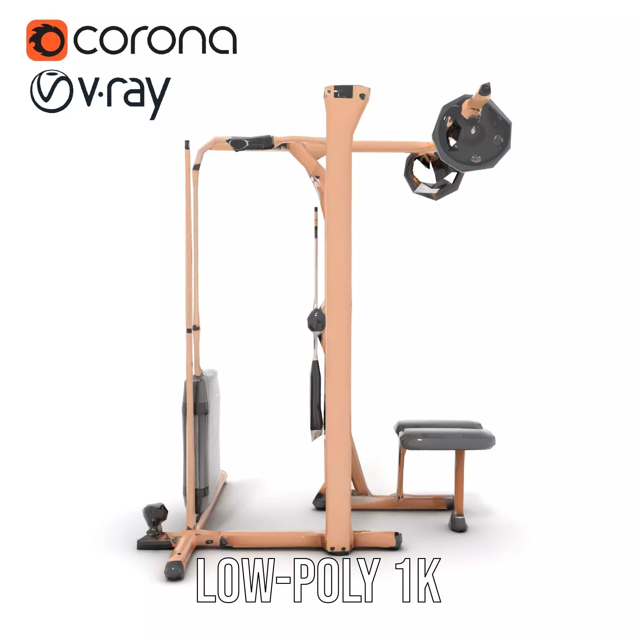 Copper Fitness Station model pack Low-poly 3D model_18