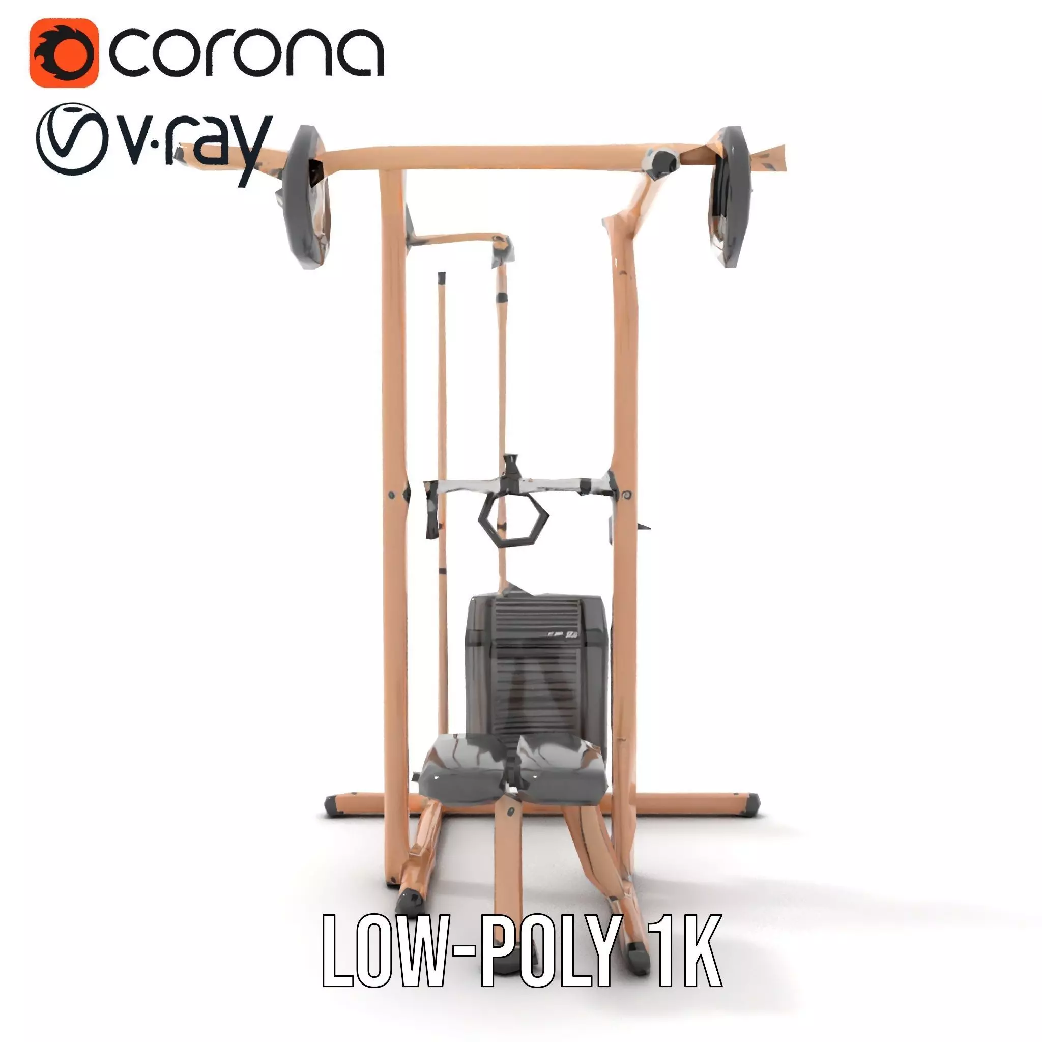 Copper Fitness Station model pack Low-poly 3D model_9