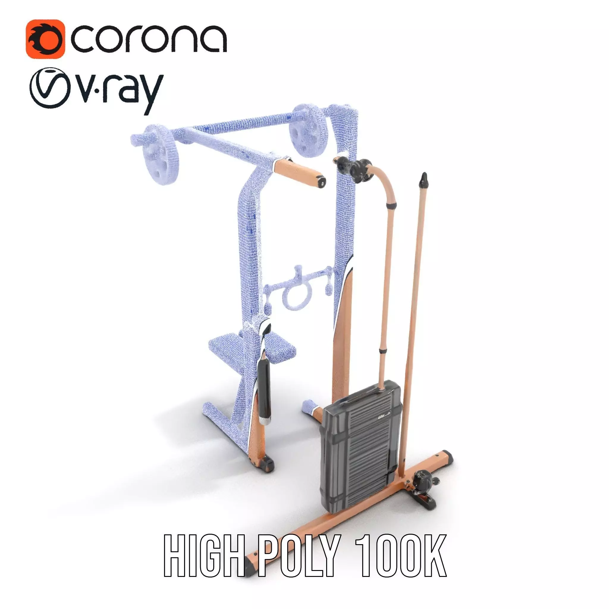 Copper Fitness Station model pack Low-poly 3D model_32