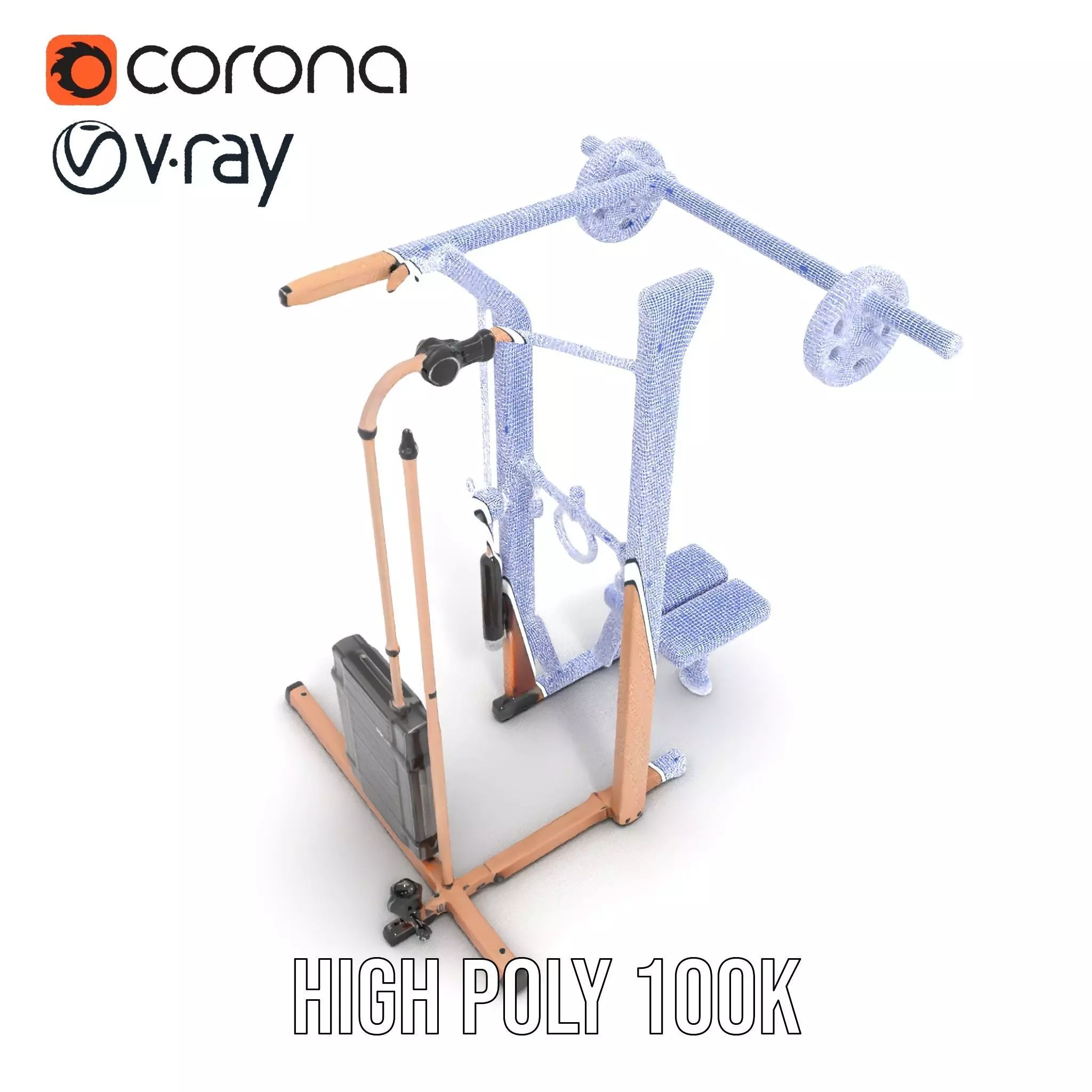 Copper Fitness Station model pack Low-poly 3D model_10