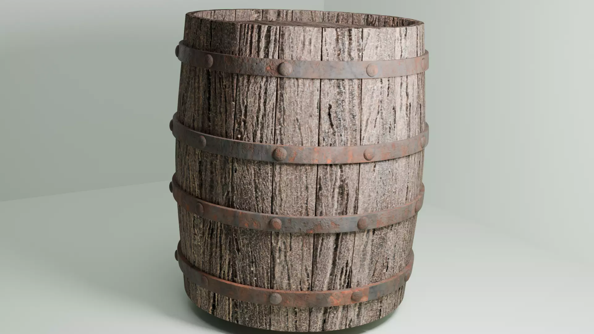Realistic Wooden Barrel Low-poly 3D model_2