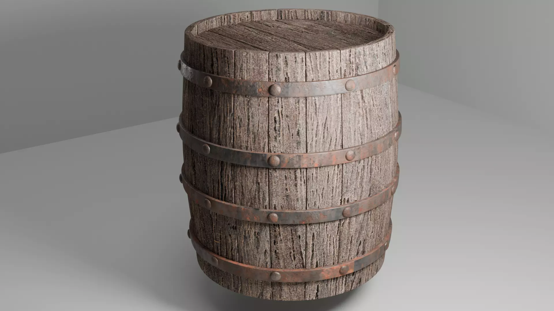 Realistic Wooden Barrel Low-poly 3D model_1
