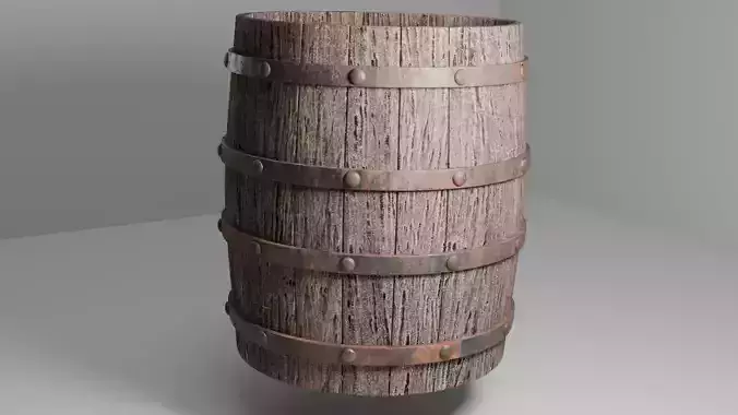 Realistic Wooden Barrel