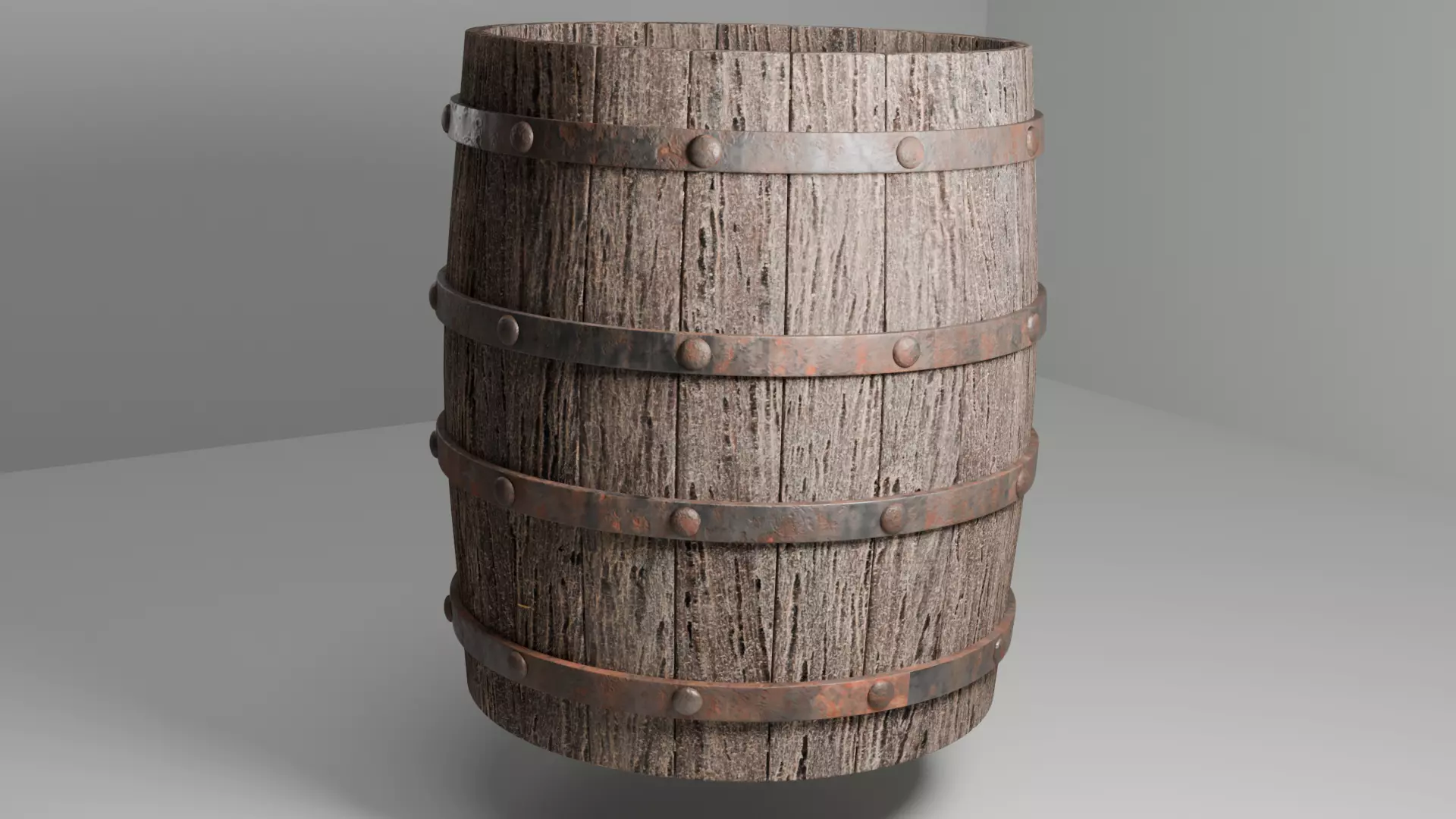 Realistic Wooden Barrel Low-poly 3D model_0