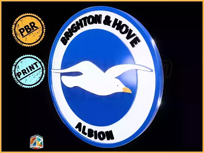 Brighton and Hove Albion Logo Badge - cinematic - 3D print