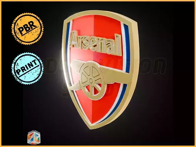 Arsenal FC Logo Badge - PBR cinematic - 3D printable
