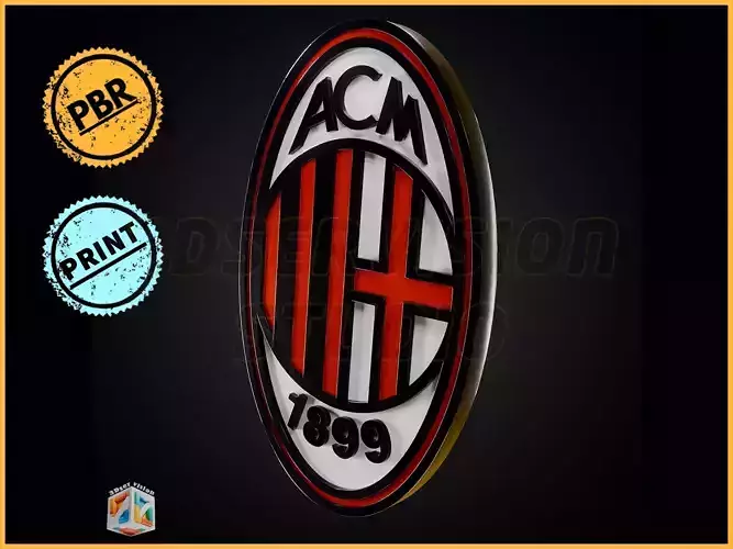 AC Milan Logo Badge - cinematic - 3D print