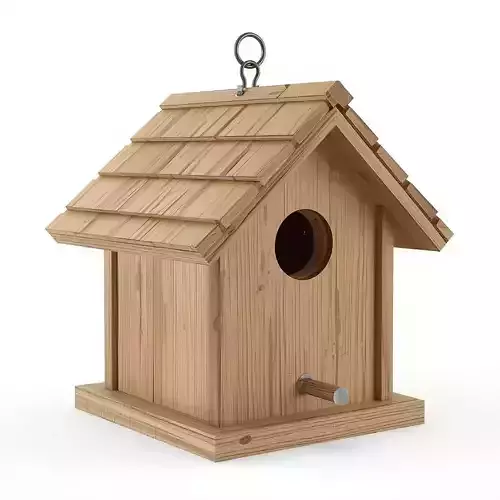 Realistic Wooden Birdhouse 3D Model Garden Decor Prop