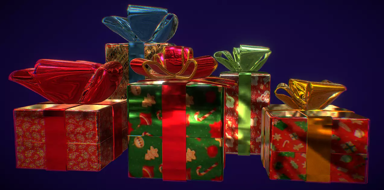 Christmas Presents Low-poly 3D model_1