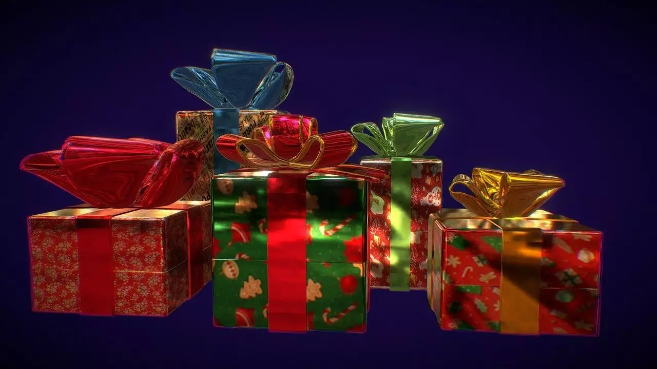 Christmas Presents Low-poly 3D model_0