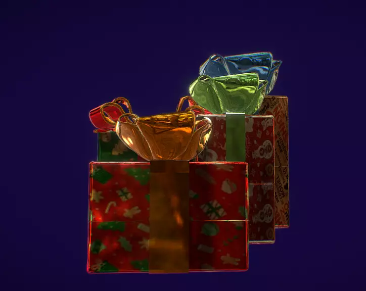 Christmas Presents Low-poly 3D model_4