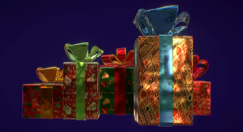 Christmas Presents Low-poly 3D model_3