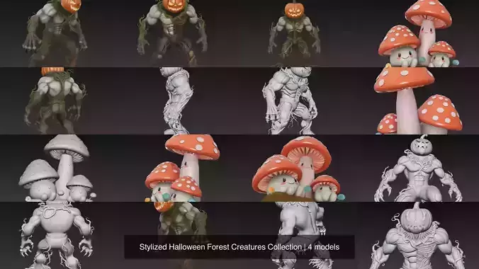 Stylized Halloween Forest Creatures Collection