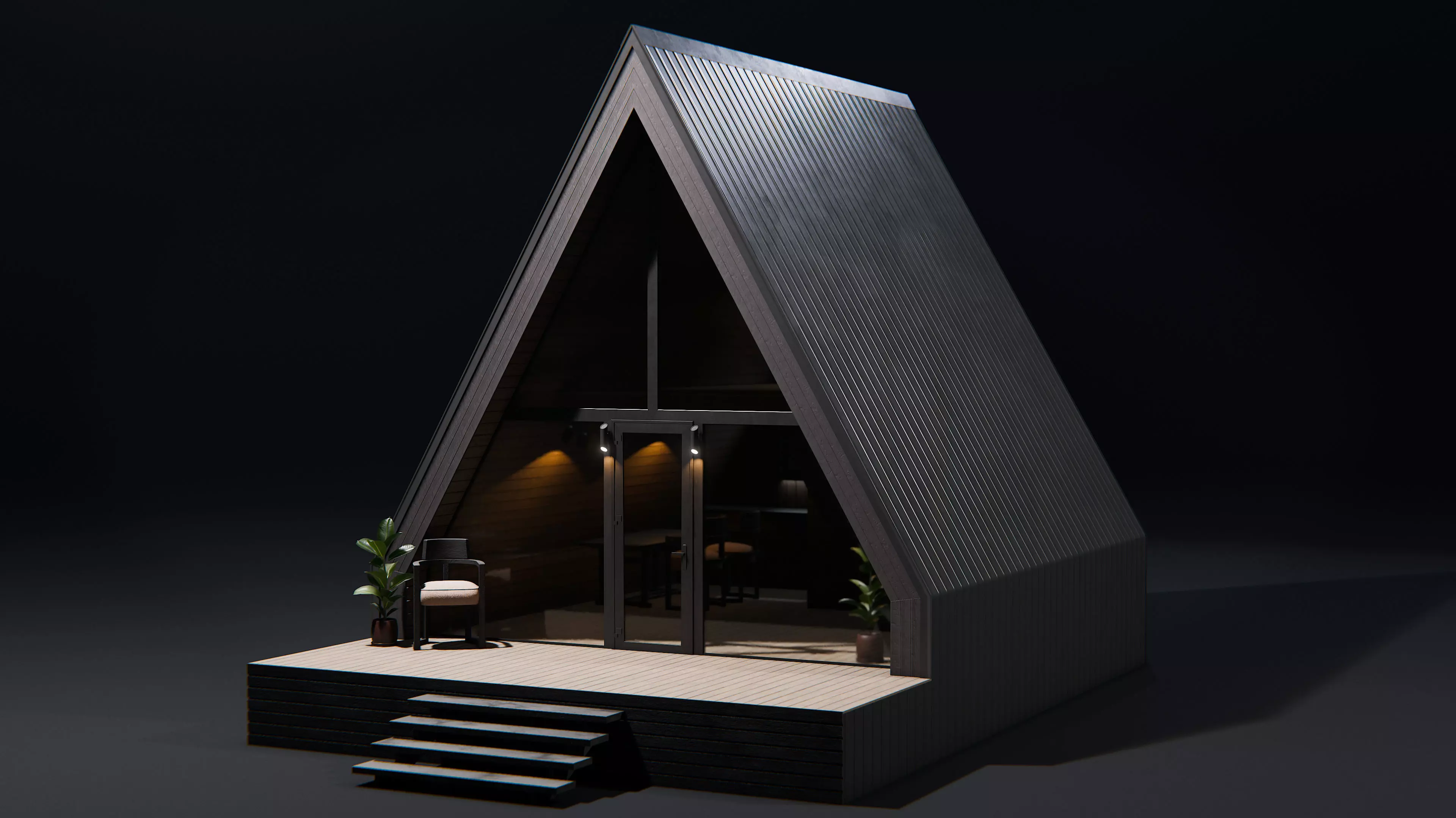 A-frame Barn House Low-poly 3D model
