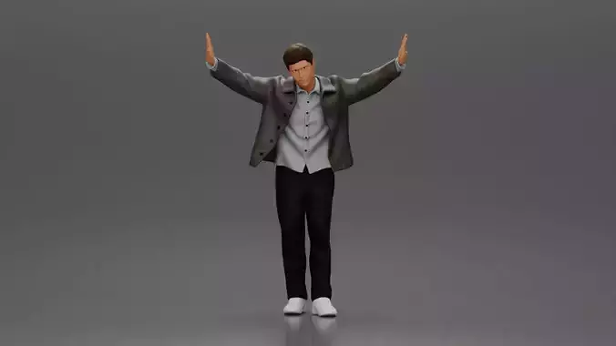 Man in Stylish Jacket and Sneakers Leaning Against the Wall