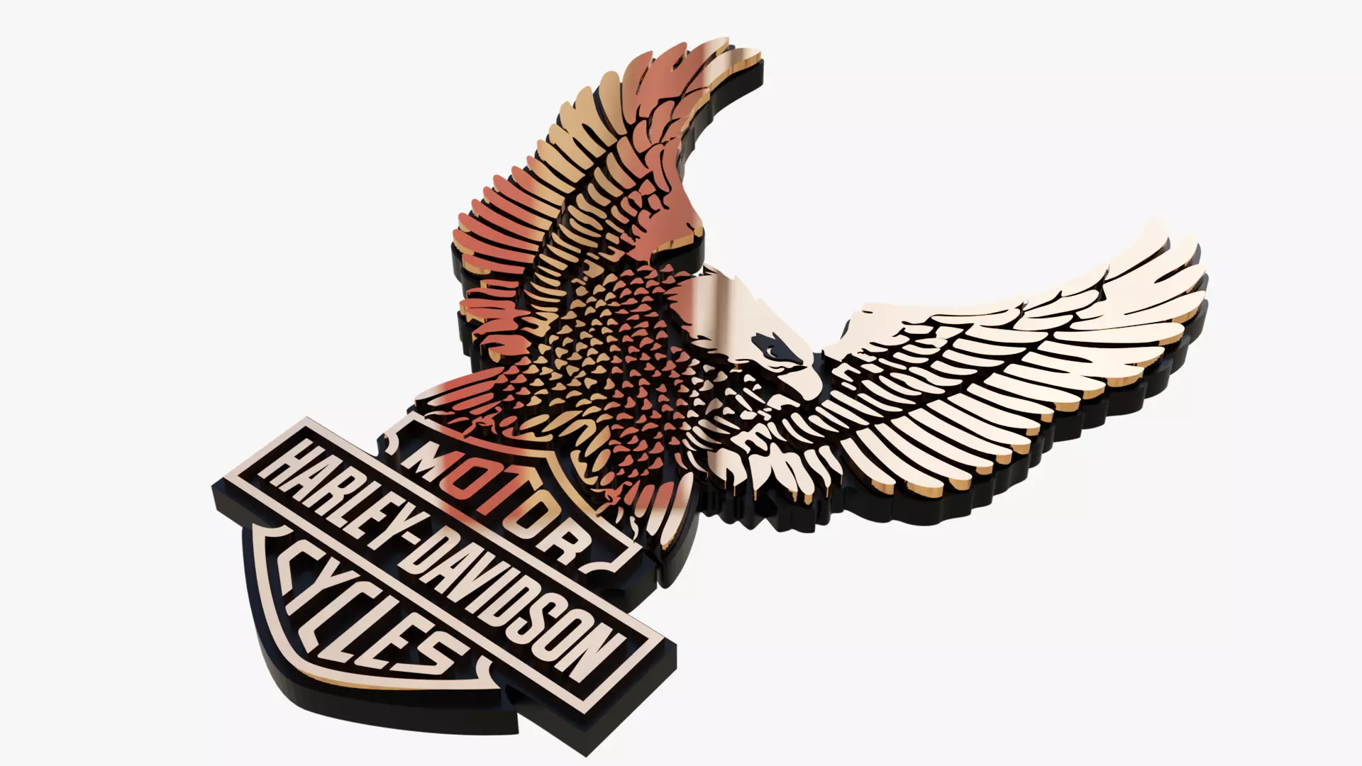 Harley Eagle Freedom Flight Motorcycle Badge 3D print model_5