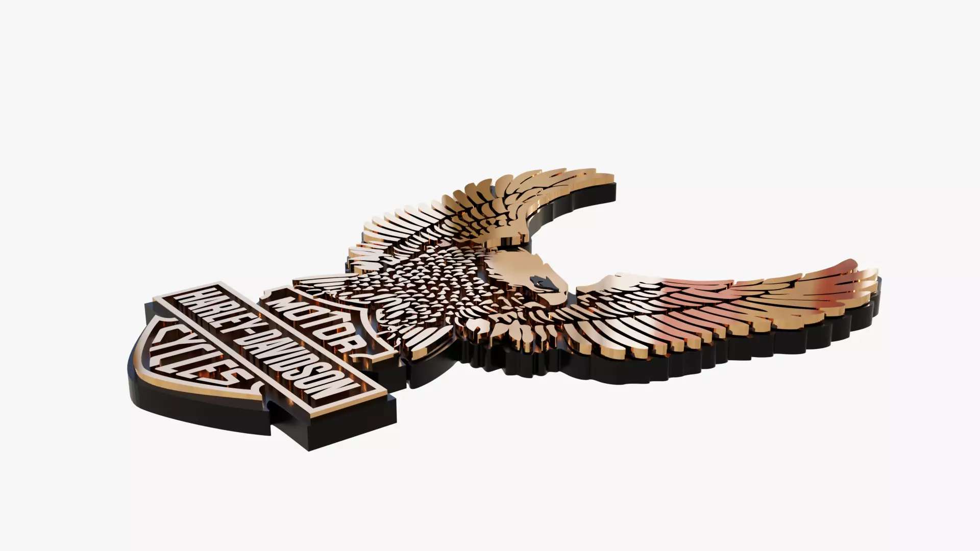 Harley Eagle Freedom Flight Motorcycle Badge 3D print model_3